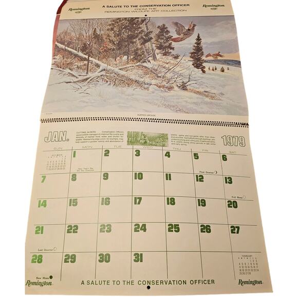 Vintage Remington Dupont Calendar 1979 Wildlife and Hunting Memorabilia - Picture 2 of 6